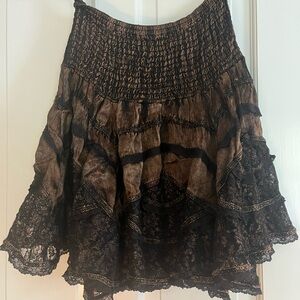 Italian Bohemian Lace Skirt - Copper and Black